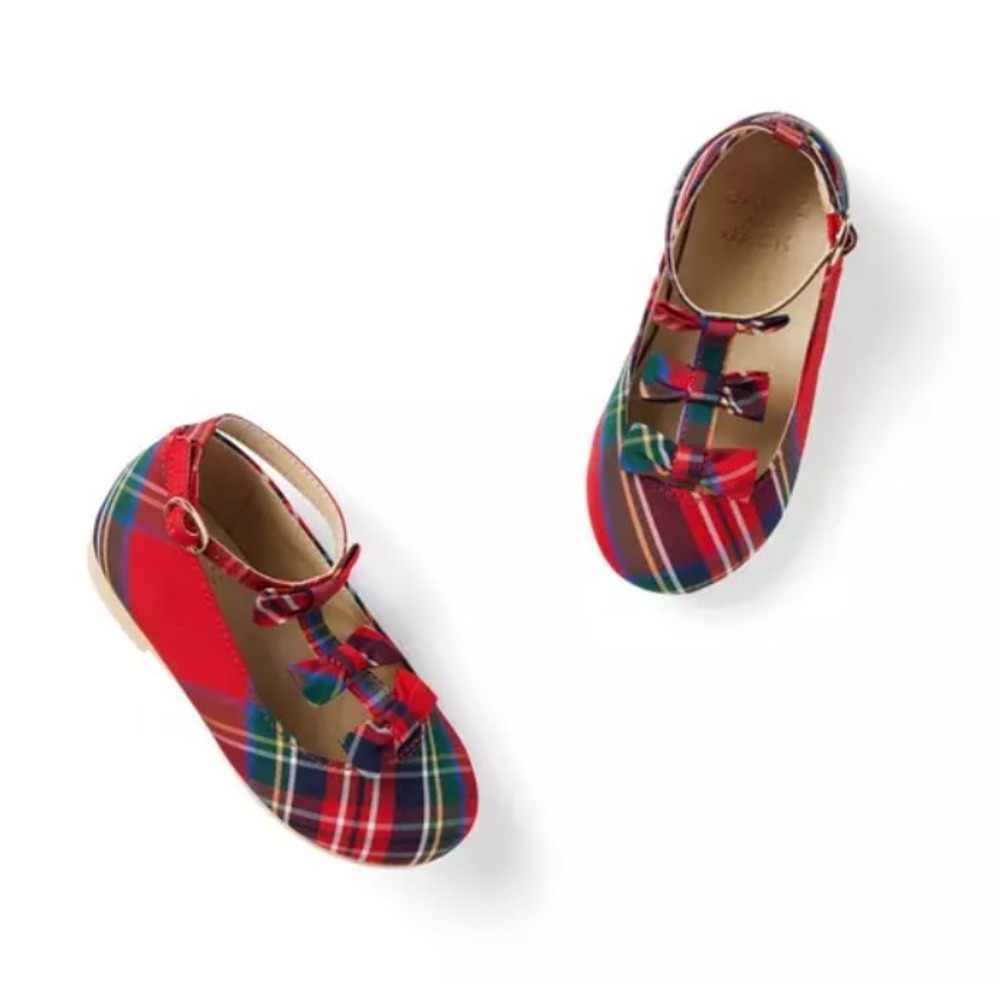 Janie and Jack Tartan Bow Ballet Flat‎ Size 13
